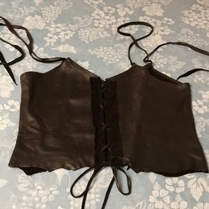 Vintage 80s black leather tank top